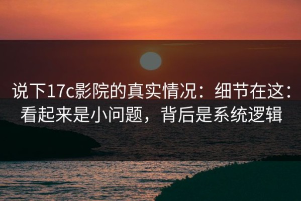 说下17c影院的真实情况：细节在这：看起来是小问题，背后是系统逻辑