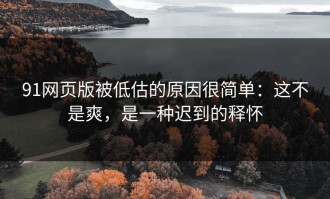 91网页版被低估的原因很简单：这不是爽，是一种迟到的释怀