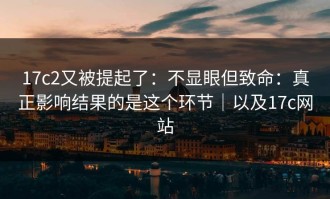 17c2又被提起了：不显眼但致命：真正影响结果的是这个环节｜以及17c网站