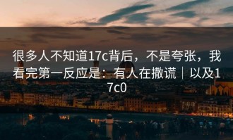 很多人不知道17c背后，不是夸张，我看完第一反应是：有人在撒谎｜以及17c0