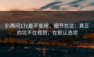 别再问17c能不能用，细节在这：真正的坑不在规则，在默认选项