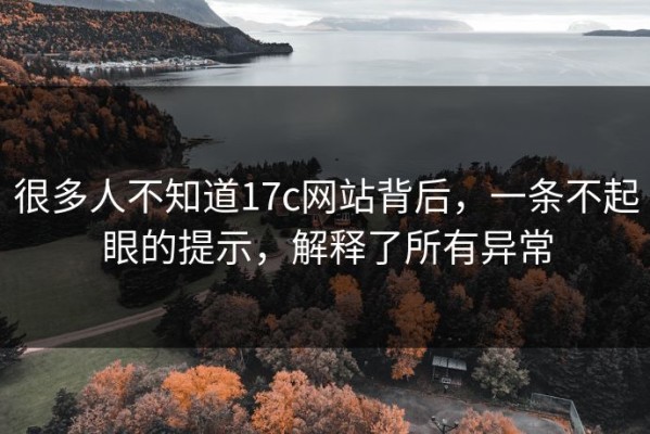 很多人不知道17c网站背后，一条不起眼的提示，解释了所有异常