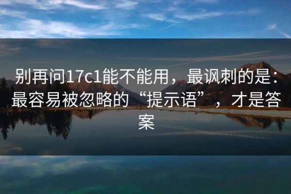 别再问17c1能不能用，最讽刺的是：最容易被忽略的“提示语”，才是答案