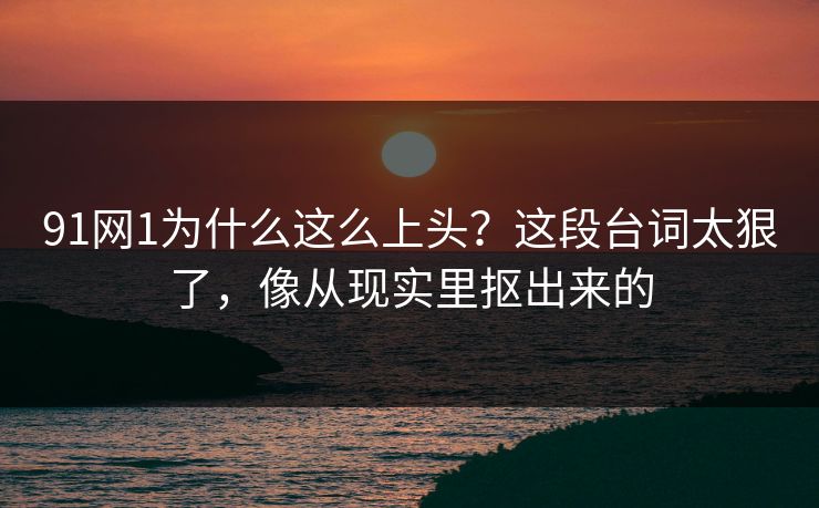 91网1为什么这么上头？这段台词太狠了，像从现实里抠出来的