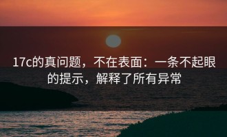 17c的真问题，不在表面：一条不起眼的提示，解释了所有异常