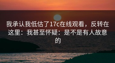 我承认我低估了17c在线观看，反转在这里：我甚至怀疑：是不是有人故意的