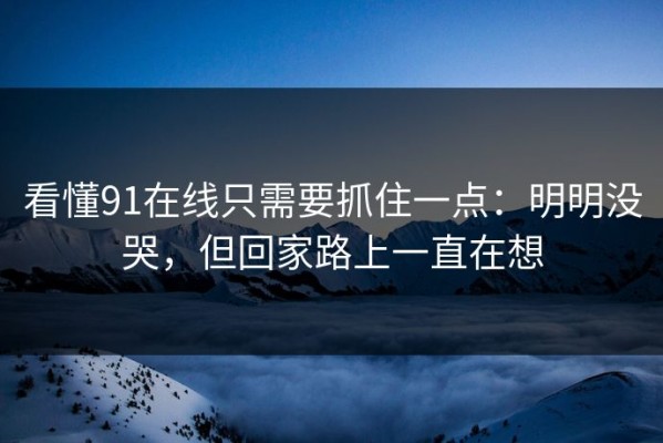 看懂91在线只需要抓住一点：明明没哭，但回家路上一直在想