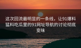 这次回流最明显的一条线，让91爆料猛料吃瓜里的91网址导航的讨论彻底变味