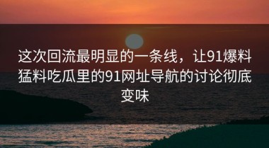 这次回流最明显的一条线，让91爆料猛料吃瓜里的91网址导航的讨论彻底变味