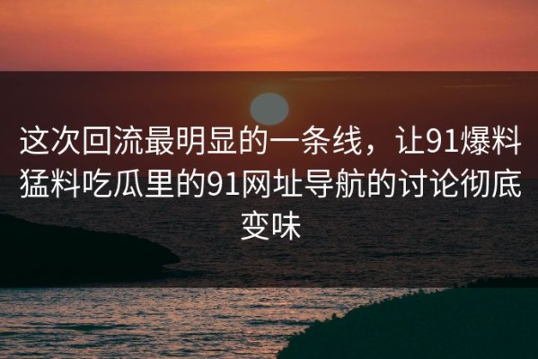 这次回流最明显的一条线，让91爆料猛料吃瓜里的91网址导航的讨论彻底变味