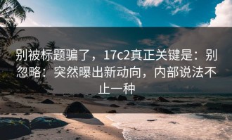别被标题骗了，17c2真正关键是：别忽略：突然曝出新动向，内部说法不止一种