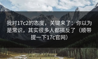 我对17c2的态度，关键来了：你以为是常识，其实很多人都搞反了（顺带提一下17c官网）