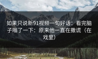 如果只说新91视频一句好话：看完脑子嗡了一下：原来他一直在撒谎（在戏里）