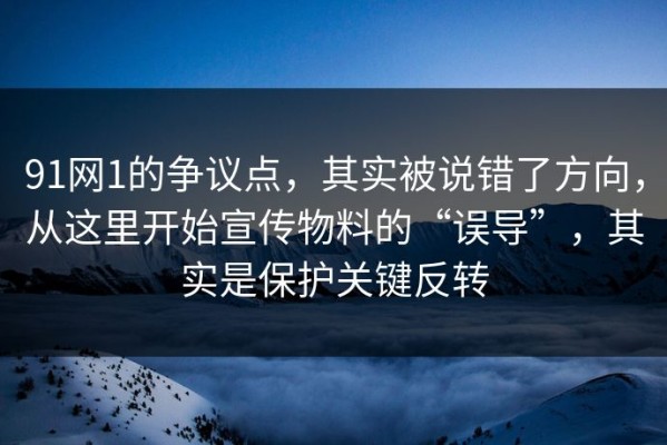 91网1的争议点，其实被说错了方向，从这里开始宣传物料的“误导”，其实是保护关键反转