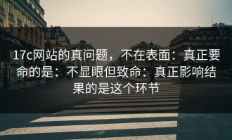 17c网站的真问题，不在表面：真正要命的是：不显眼但致命：真正影响结果的是这个环节