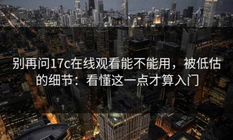 别再问17c在线观看能不能用，被低估的细节：看懂这一点才算入门