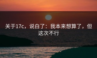关于17c，说白了：我本来想算了，但这次不行