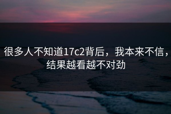 很多人不知道17c2背后，我本来不信，结果越看越不对劲