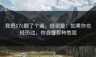 我把17c翻了个遍，结论是：如果你也经历过，你会懂那种憋屈