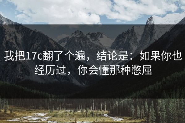 我把17c翻了个遍，结论是：如果你也经历过，你会懂那种憋屈