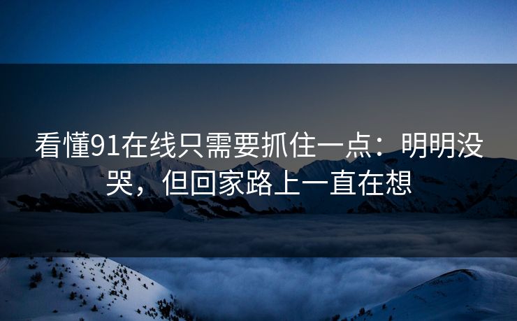 看懂91在线只需要抓住一点：明明没哭，但回家路上一直在想