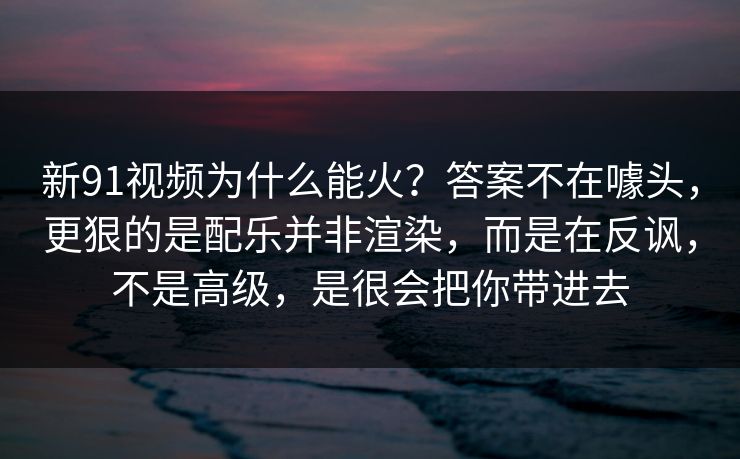 新91视频为什么能火？答案不在噱头，更狠的是配乐并非渲染，而是在反讽，不是高级，是很会把你带进去